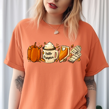 Load image into Gallery viewer, Hello Pumpkin Fall Drinks - Comfort Colors T-shirt