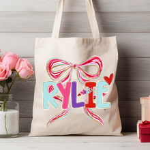 Load image into Gallery viewer, Valentine Custom Name Tote Bag
