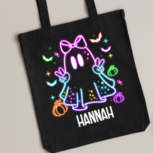 Load image into Gallery viewer, NEON Trick or Treat Black Tote Bags
