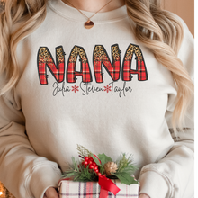 Load image into Gallery viewer, Christmas Name Top - Buffalo Plaid & Leopard