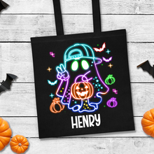 Load image into Gallery viewer, NEON Trick or Treat Black Tote Bags