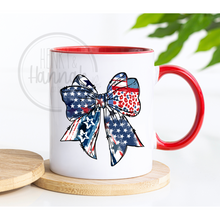 Load image into Gallery viewer, Patriotic Leopard Large Bow Coffee Mug