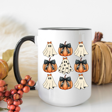 Load image into Gallery viewer, Ghosts and Pumpkin Bows - Coffee Mug