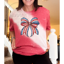 Load image into Gallery viewer, Big Patriotic Coquette Bow Slash Bleach T-shirt