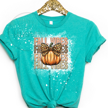 Load image into Gallery viewer, Fall Vibes Leopard Bow Pumpkin Shirt