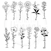 Load image into Gallery viewer, Birth Month Flower Tote Bags