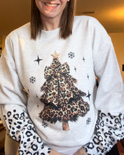 Load image into Gallery viewer, Leopard Christmas Tree with Leopard Sleeves Sweatshirt