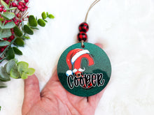 Load image into Gallery viewer, Glitter Green Santa Hat Ornament