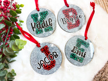 Load image into Gallery viewer, Silver Glitter Name Ornament