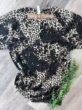 Load image into Gallery viewer, Black Leopard Bleached T-shirt