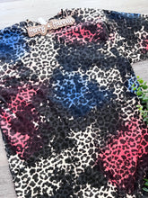 Load image into Gallery viewer, Red White Blue Black Leopard Bleached T-shirt