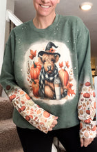 Load image into Gallery viewer, Highland Cow Sunflower Pumpkins Crewneck Sweatshirt