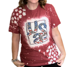 Load image into Gallery viewer, USA Leoapard Stars Bleached T-shirt