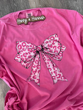 Load image into Gallery viewer, Pink Leopard Coquette Bow - Comfort Colors T-shirt