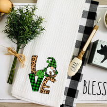 Load image into Gallery viewer, LOVE Gnome Green Leopard Kitchen Tea Towel