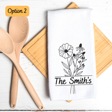 Load image into Gallery viewer, Wildflower Personalized Kitchen Tea Towel