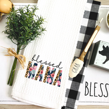 Load image into Gallery viewer, Floral Blessed Mama Kitchen Tea Towel