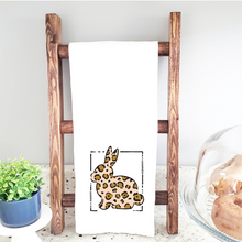 Load image into Gallery viewer, Square Leopard Bunny Kitchen Tea Towel