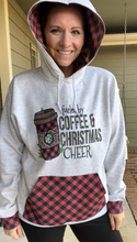 Load image into Gallery viewer, Fueled by Coffee and Christmas Cheer Buffalo Plaid Hoodie