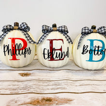 Load image into Gallery viewer, White Personalized Faux Pumpkin