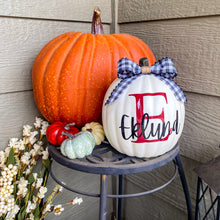 Load image into Gallery viewer, White Personalized Faux Pumpkin