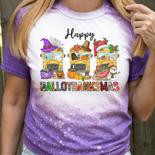 Load image into Gallery viewer, Teacher Bus HalloThanksMas T-Shirt
