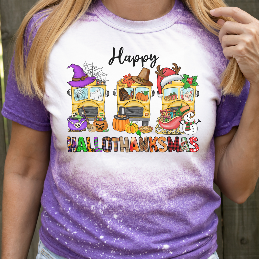 Teacher Bus HalloThanksMas T-Shirt