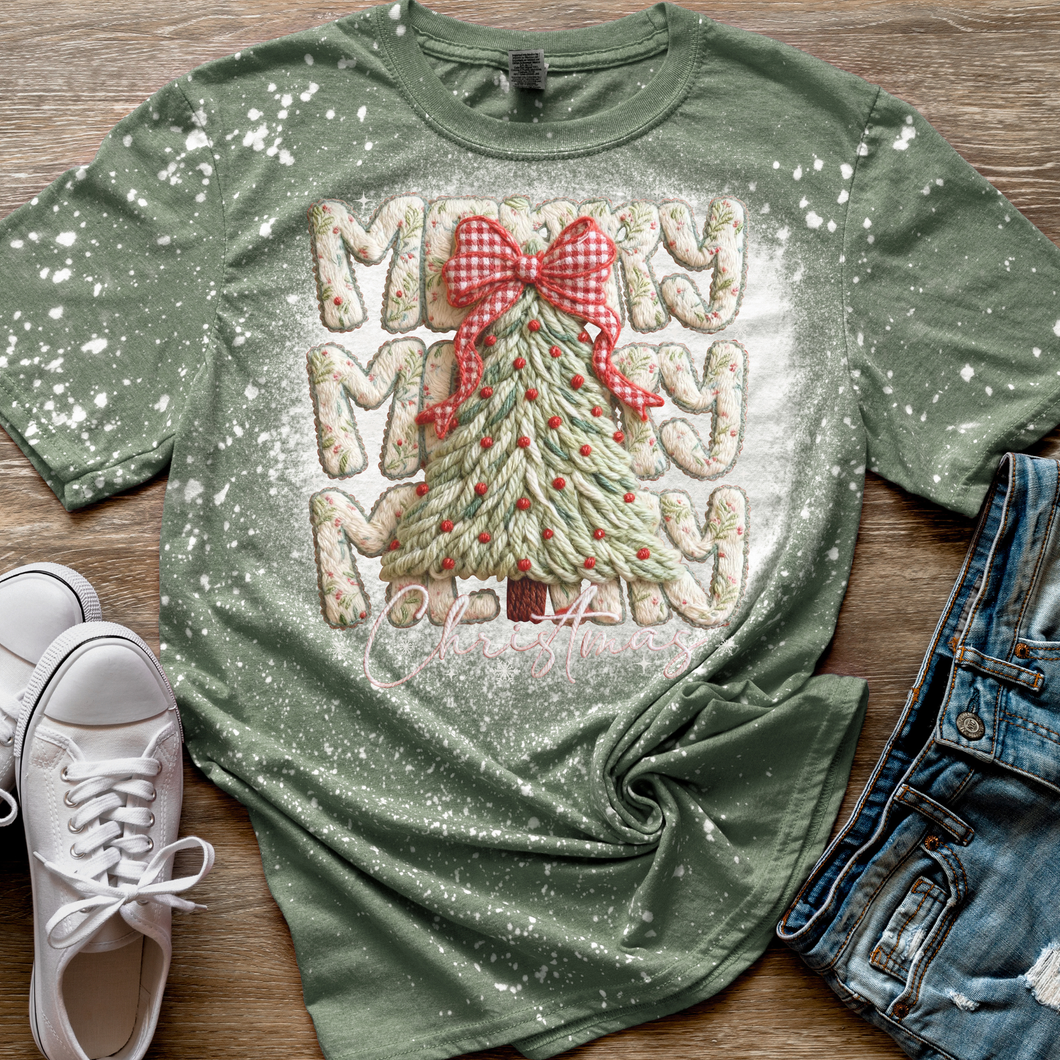 Faux Yarn Merry Christmas Top