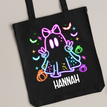 Load image into Gallery viewer, NEON Trick or Treat Black Tote Bags
