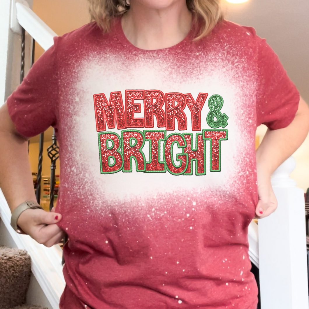 Faux Sequin Merry & Bright Shirt