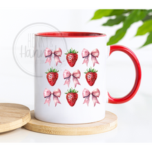 Load image into Gallery viewer, Strawbery and Coquette Bow Coffee Mug
