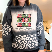 Load image into Gallery viewer, Jesus is the Reason Leopard Pocket Hoodie

