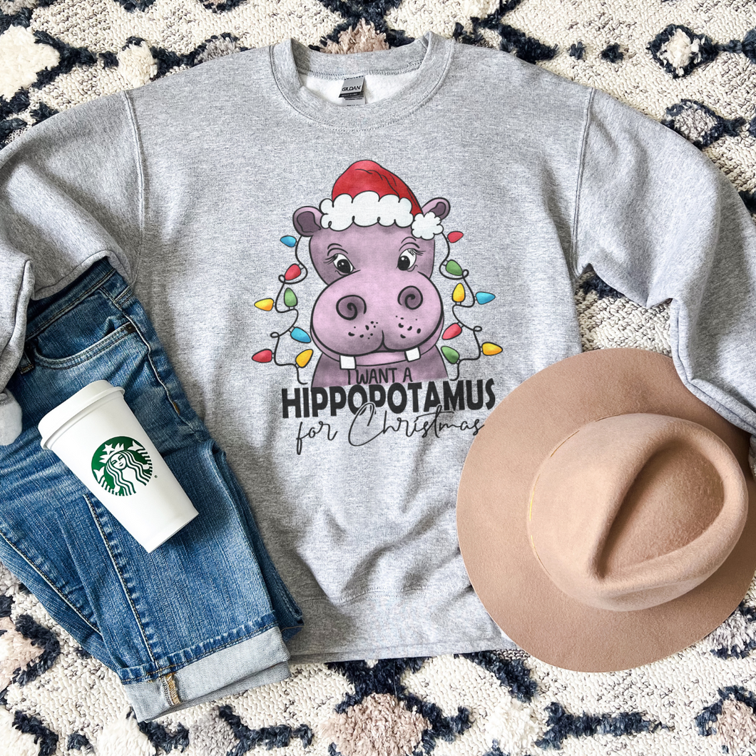 Hippopotamus for Christmas Sweatshirt - Youth and Adult