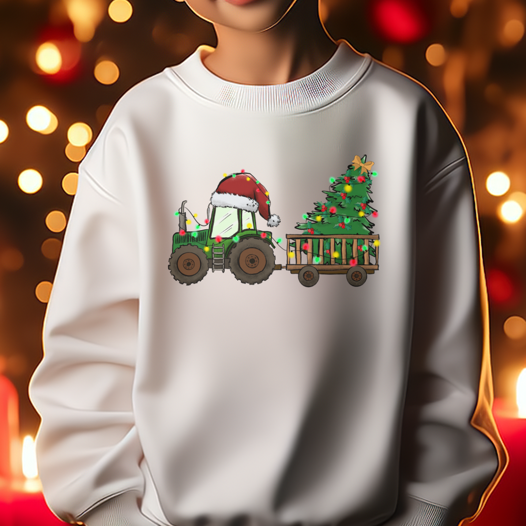 Tractor Christmas Sweatshirt - Youth