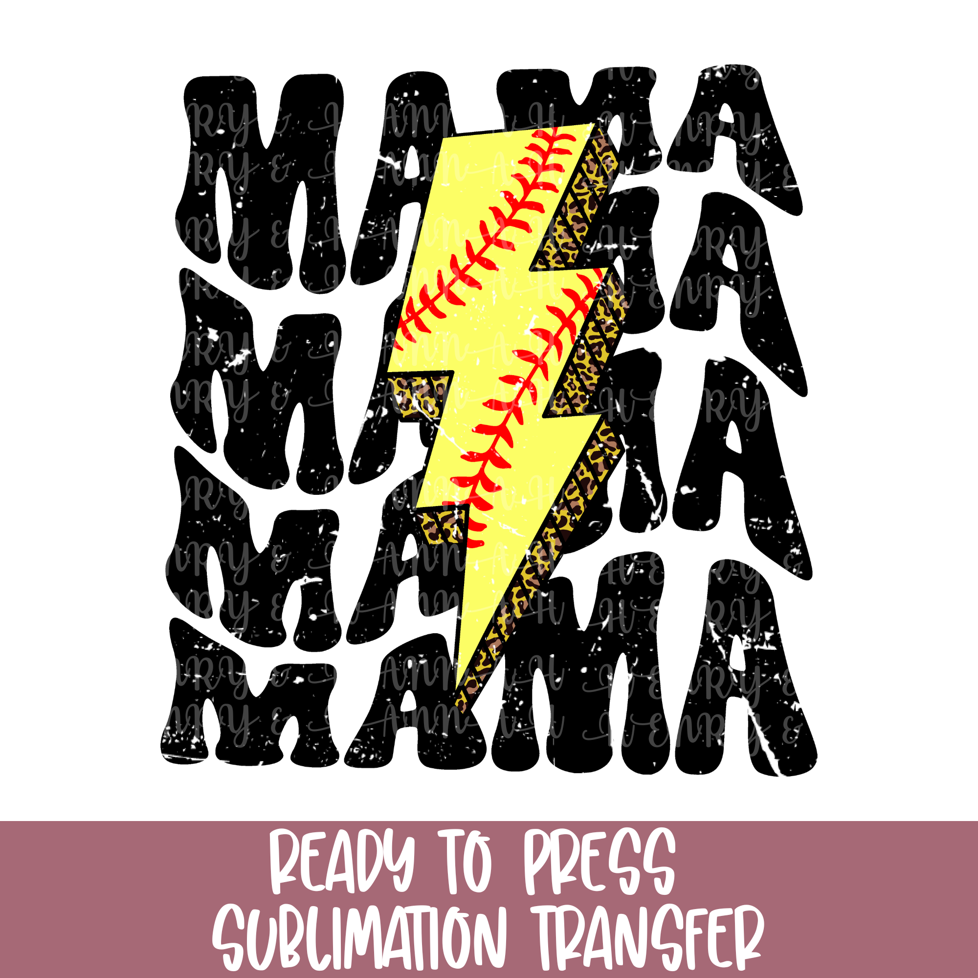 Softball Lightning Bolt Mama - Sublimation Ready to Press – Henry & Hannah