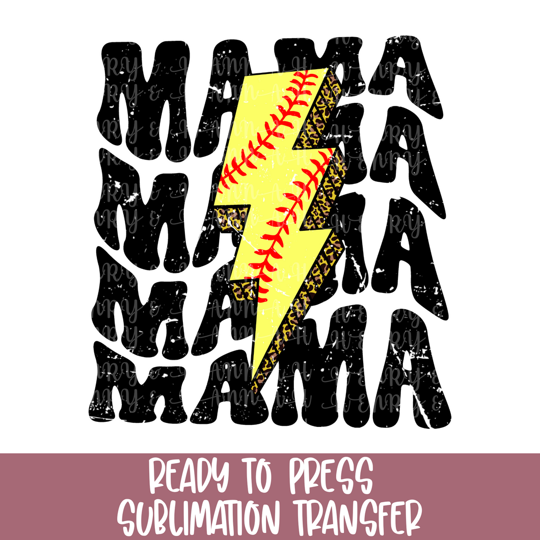 Softball Lightning Bolt Mama - Sublimation Ready to Press