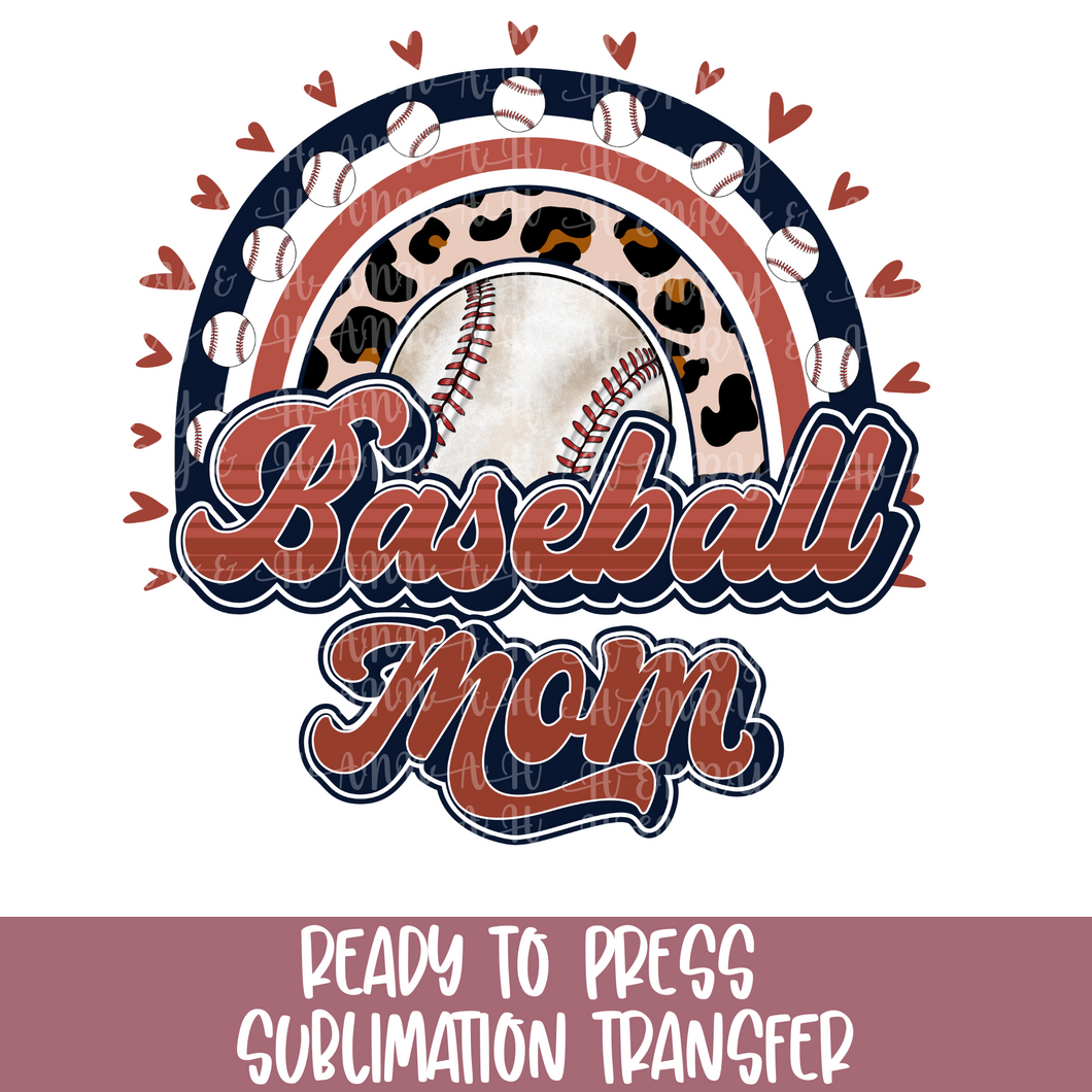 Baseball Mom Rainbow - Sublimation Ready to Press