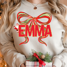 Load image into Gallery viewer, Christmas Bow Custom Name Shirt
