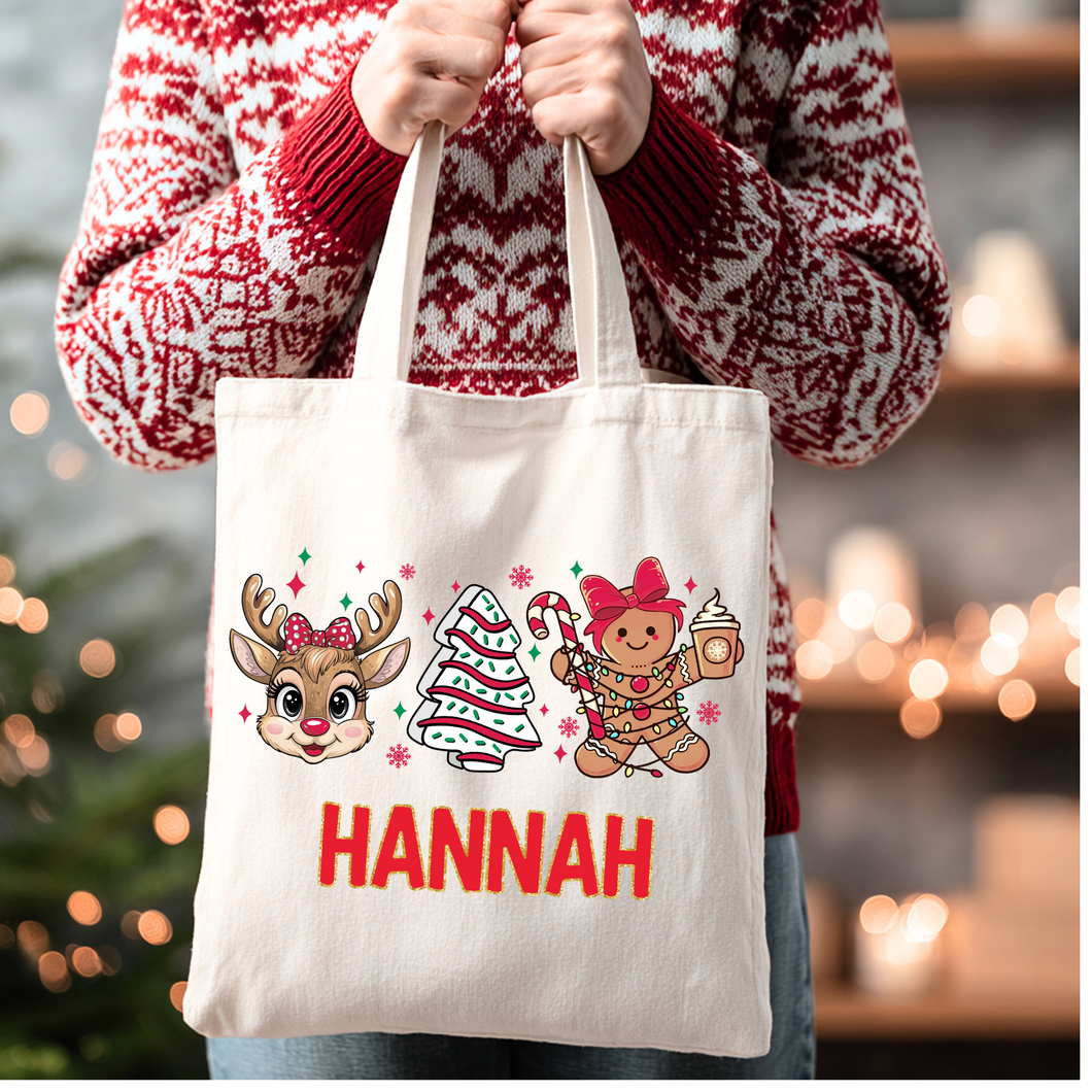Girl Reindeer Cake Gingerbread Tote Bag