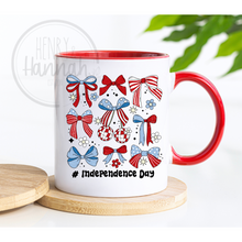 Load image into Gallery viewer, Patriotic Coquette Bow Coffee Mug
