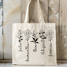 Load image into Gallery viewer, Birth Month Flower Tote Bags
