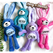 Load image into Gallery viewer, Striped Personalized Plush Easter Bunny
