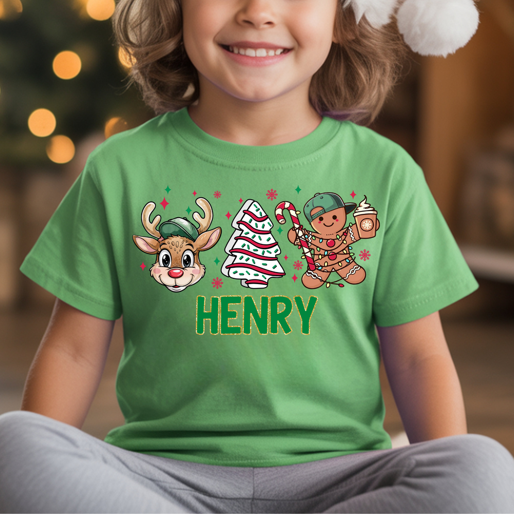 Boy Reindeer Cake Gingerbread Custom Name Top