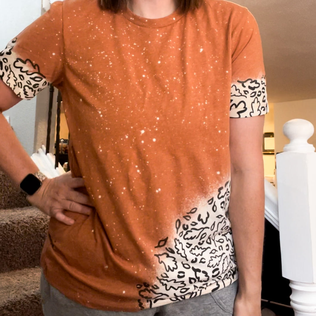 Fall Leopard Leaves Splash T-shirt