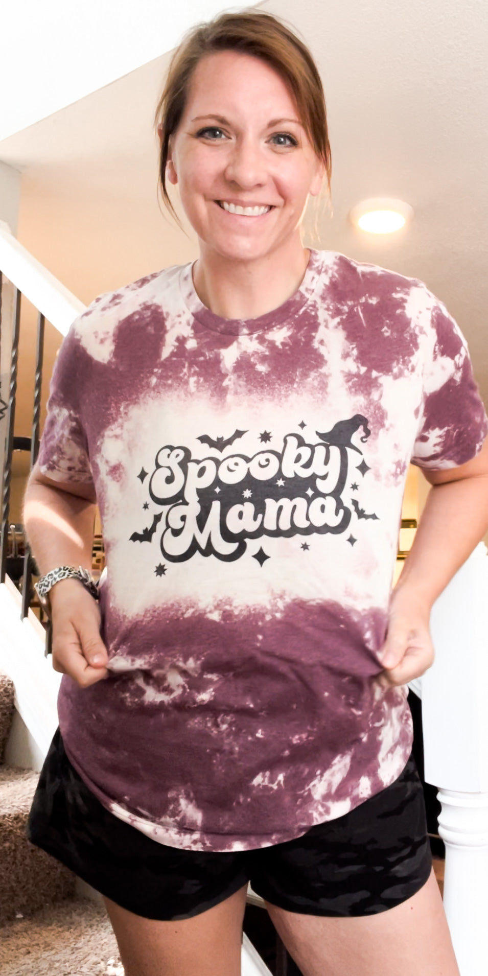 Spooky Mama Maroon Scrunch T-Shirt