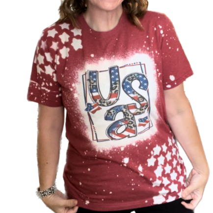 USA Leoapard Stars Bleached T-shirt