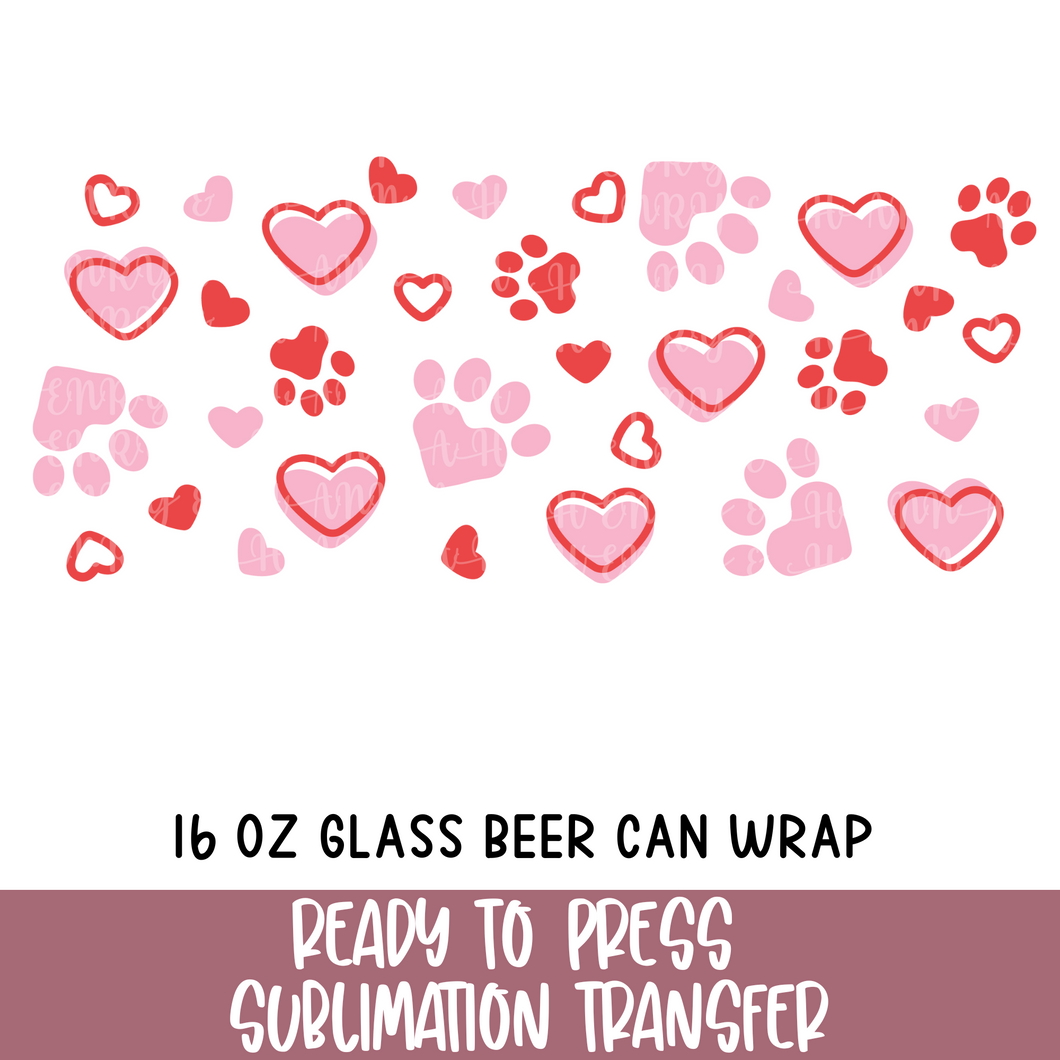 Dog Paw Valentine Libbey Wrap - Sublimation Ready to Press