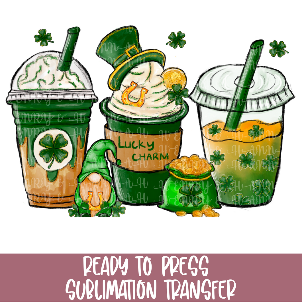 St. Patty Day Coffee Drinks - Sublimation Ready to Press
