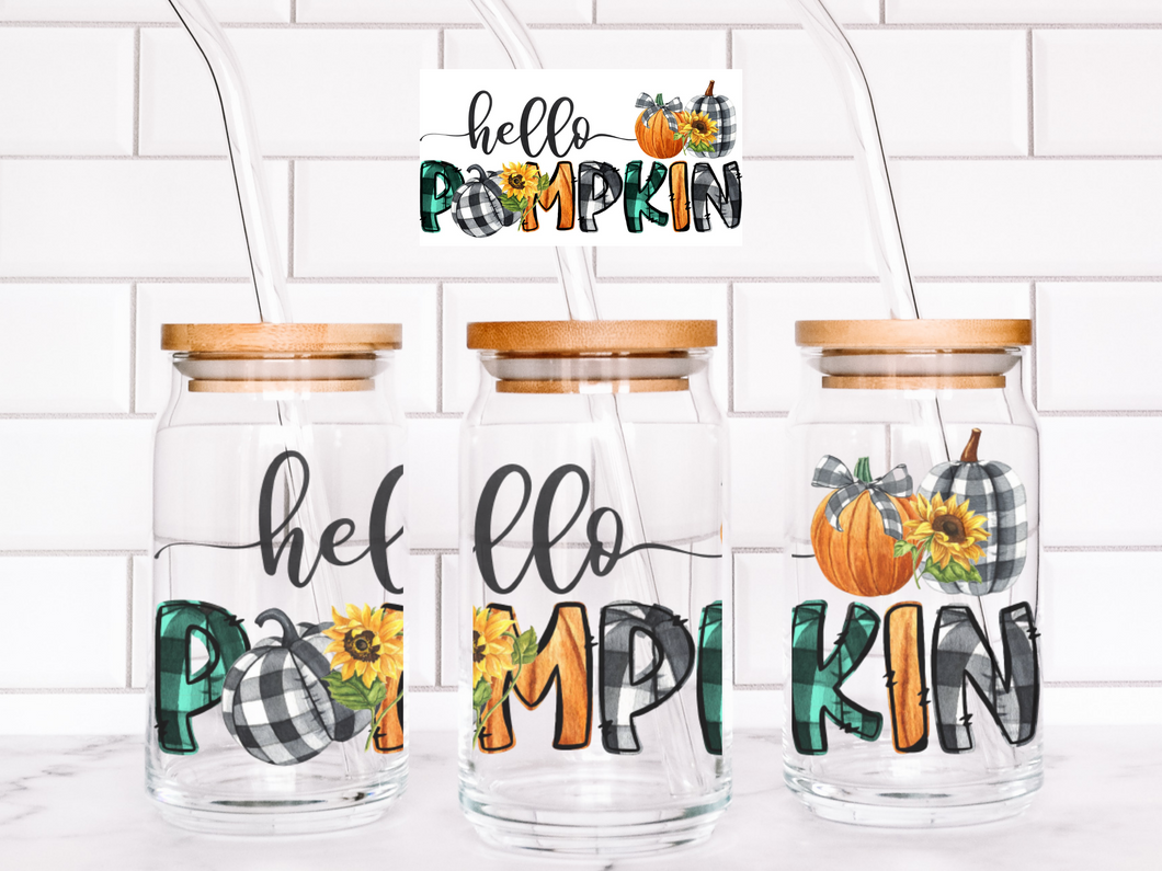 Hello Pumpkin Libbey Glass Can