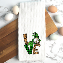 Load image into Gallery viewer, LOVE Gnome Green Leopard Kitchen Tea Towel
